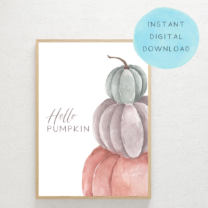 Stacked Pumpkin Art, Autumn Wall Art, Halloween, Blue pumpkin, Thanksgiving Wall Art, Instant Digital Download, Blue Watercolor Pumpkin (Copy)