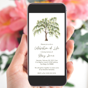 Mobile Willow Tree Celebration of Life Invitation