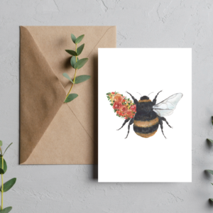 Bumblebee with a floral wing greeting card